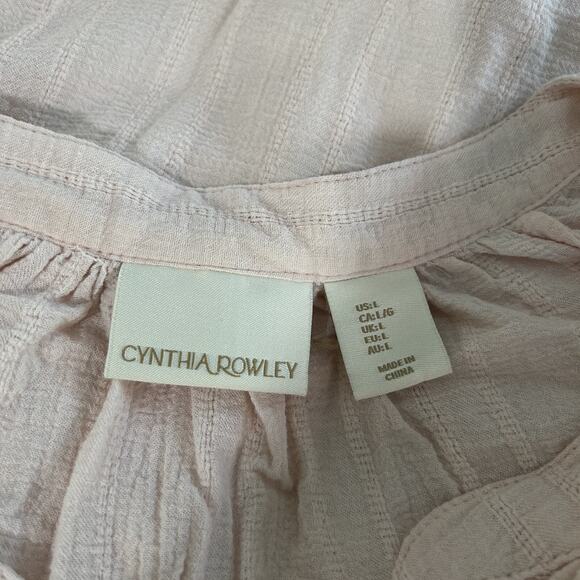 Cynthia Rowley Women's Top Size Large Blush Pink Cotton Blouse Shirt Boho Preppy - Picture 2 of 10